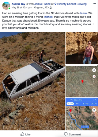Illustration for article titled The Incredible Story Of How Total Strangers Are Helping A Man Recover His Late Father's Datsun Sitting In The Desert For 21 Years